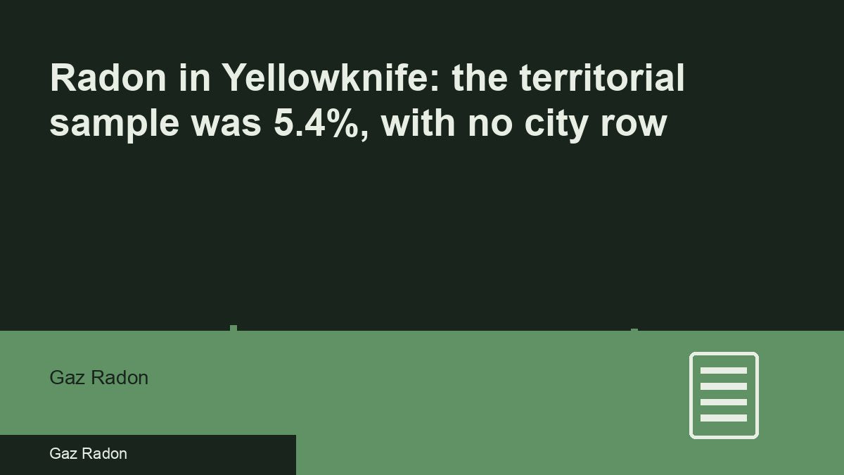 Radon in Yellowknife: the territorial sample was 5.4%, with no city row